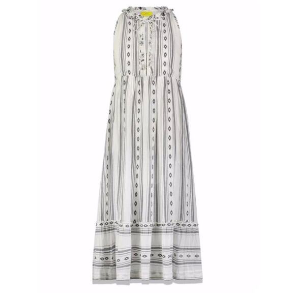 Roller Rabbit Odelle Dress Sleeveless Geometric Stripe Cotton Gray White Size XL - Picture 3 of 12